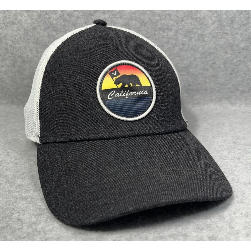 Callaway Trucker Hat Mens Black White‎ California Snapback Mesh Cap Retro Cali